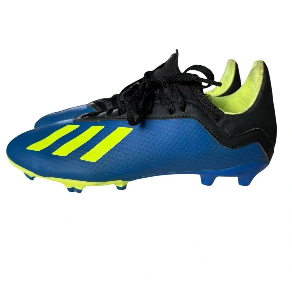 Adidas X 18.3 FG Soccer Cleats Men’s 5 Blue Black Yellow Striped Athletic Shoes